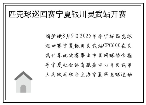 匹克球巡回赛宁夏银川灵武站开赛